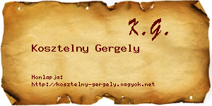 Kosztelny Gergely névjegykártya